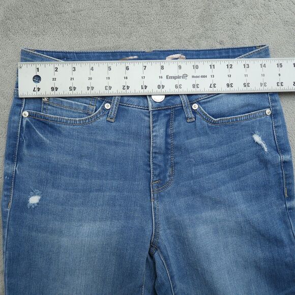 Seven7 Jeans Women's 6 Blue Mid-Rise Straight Crop Denim 24.5" Inseam Distressed - Picture 15 of 16